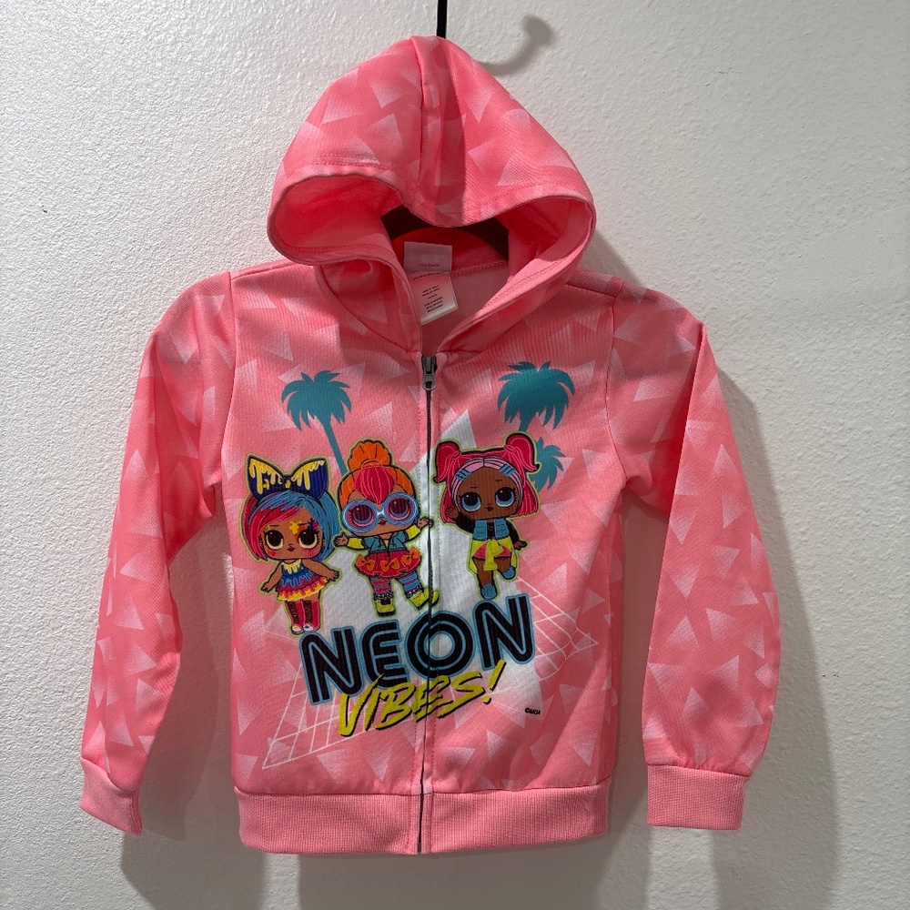 LOL surprise neon vibes girls zip up sweater size 7